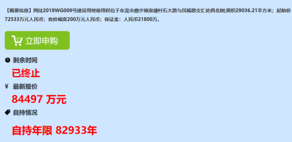 东莞一商住地无人竞拍情况下，从8000万元拍至30亿元